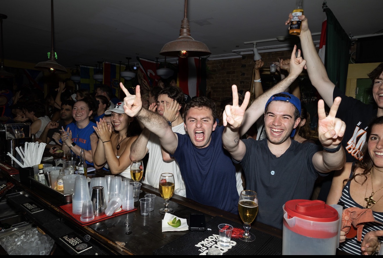 Fans celebrating at the St. Dymphna's bar